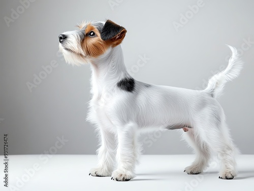 Fullbody image of a Fox Terrier Wire on a pristine white background photo