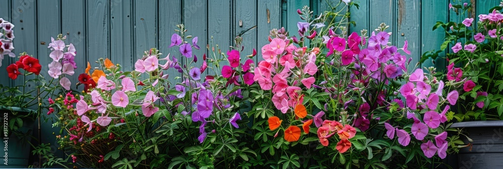 Lathyrus plants flourishing in a garden container Lathyrus plants flourishing in a garden container