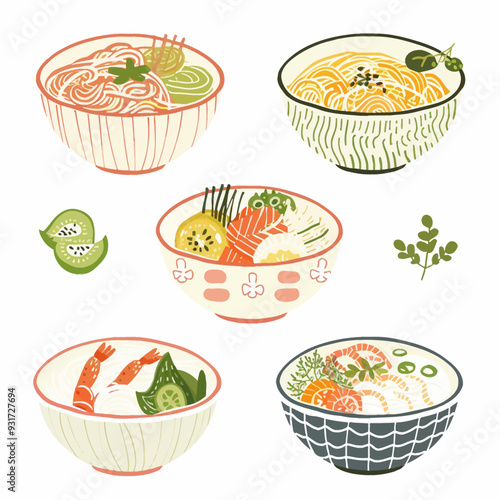 Vector Noodle Salad simple and min