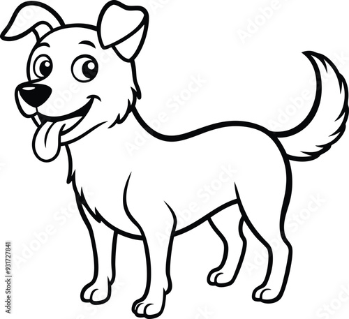 Fun and delightful dog coloring page with clear black and white graphics, perfect for young artists.
