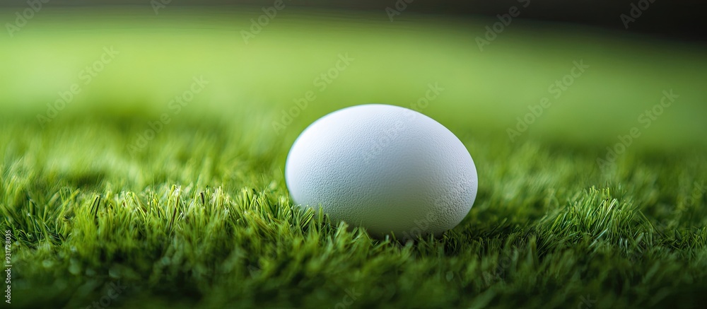close up of an egg on a grass background. with copy space image. Place for adding text or design close up of an egg on a grass background. with copy space image. Place for adding text or design
