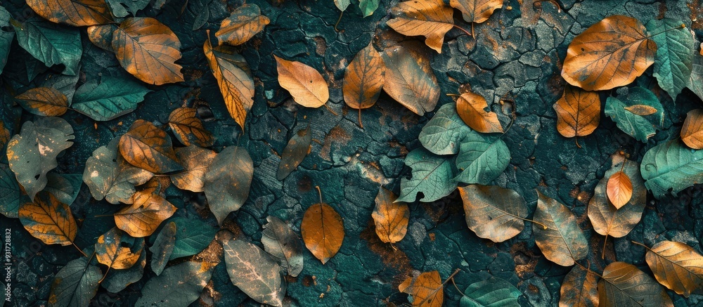 dry leaves and green leaves for background. with copy space image. Place for adding text or design dry leaves and green leaves for background. with copy space image. Place for adding text or design