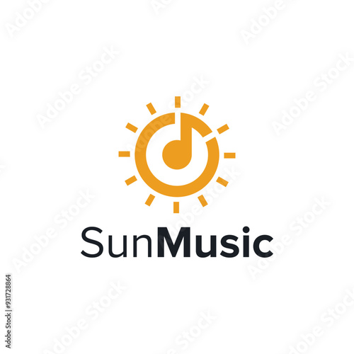 sun music simple sleek creative geometric modern logo design