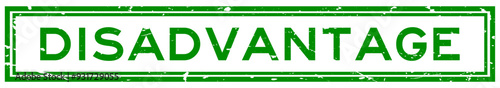 Grunge green disadvantage word square rubber stamp in white background