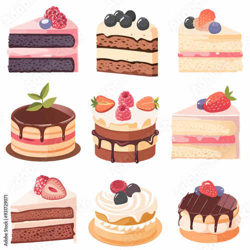 Vector Almond Cake simple and mini