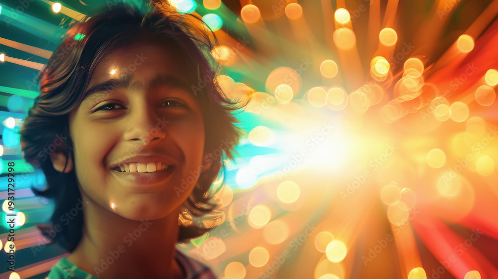 indian boy with futuristic processor for augmented reality indian boy with futuristic processor for augmented reality
