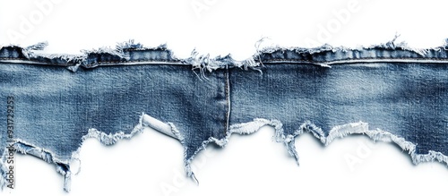 Denim texture background for design purposes Blue jeans isolated on a white background Ripped and destroyed torn blue jeans background Torn denim texture for jeans. with copy space image photo