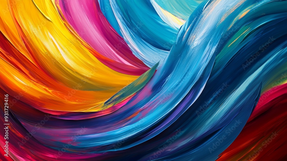 Fototapeta premium Abstract colorful wave pattern with vibrant hues and dynamic lines, perfect for digital wallpaper or modern art design