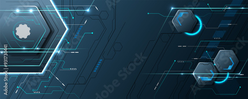 Hexagonal geometric technology background picture Circuit board concept network communication