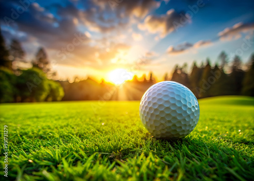 Golf ball on green grass