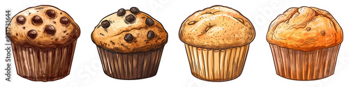 Cartoon muffin 2d Illustration PNG set