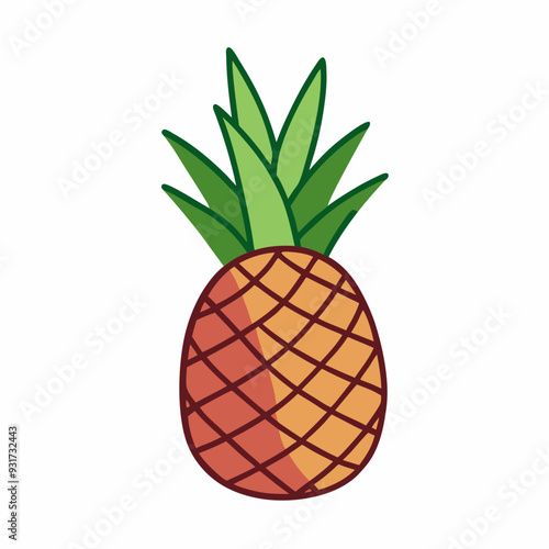 Pineapple Simple cartoon icon pineapple fruit Vegan organic natural food Vector illustration (2)