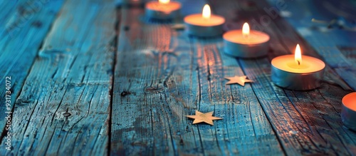Inscription honoring the National Day of Prayer and Remembrance for the victims of the terrorist attacks on a blue wooden background. with copy space image. Place for adding text or design