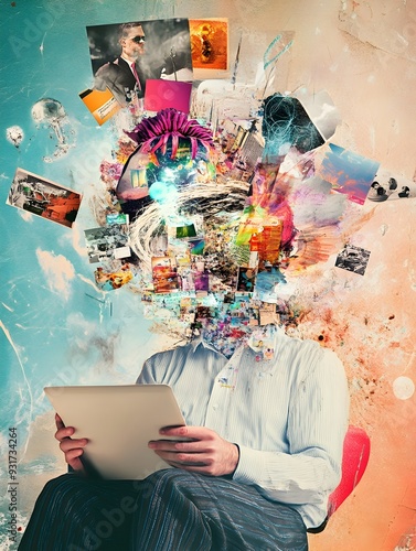 Surreal Collage Visualizing Innovative Marketing Strategies for Business Success