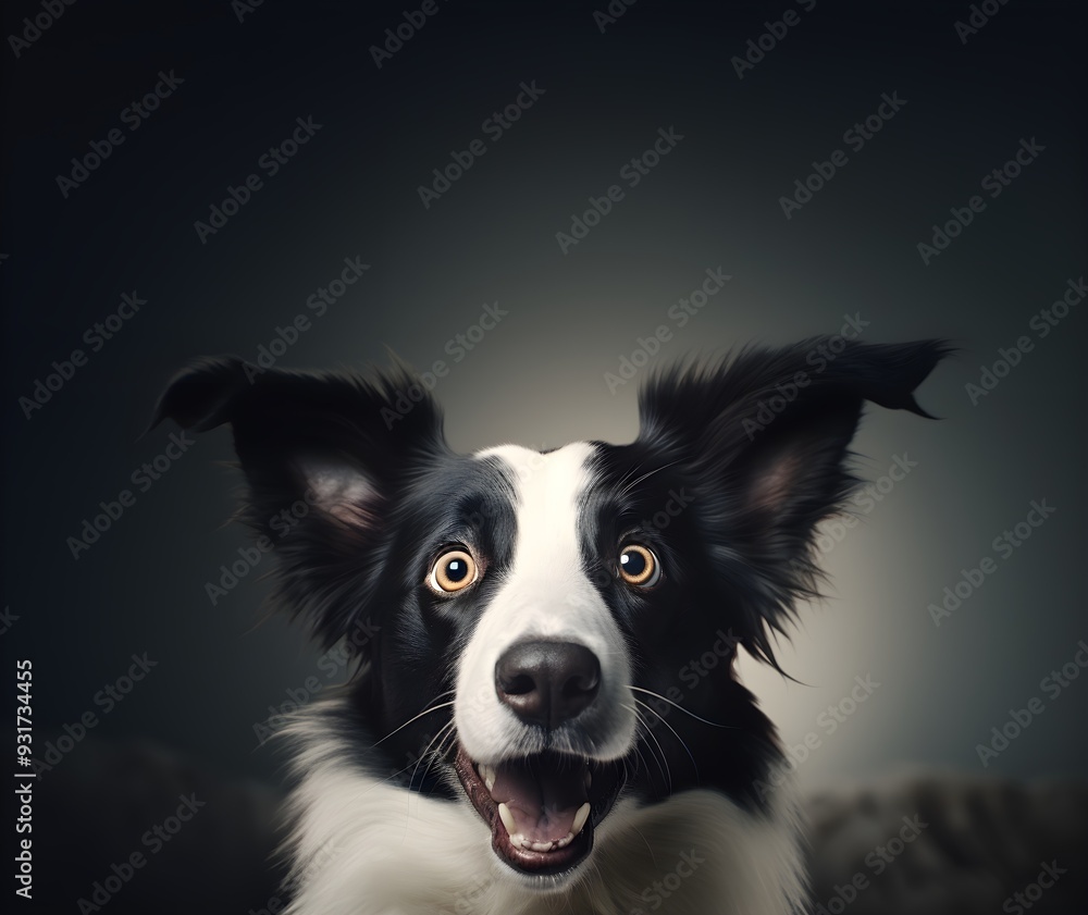Cute surprised animal. Adorable Border Collie dog looking shocked, fun surprise concept. Creative background. Cute surprised animal. Adorable Border Collie dog looking shocked, fun surprise concept. Creative background.
