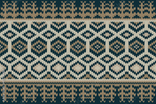 Festive Sweater Design. Seamless Knitted Pattern