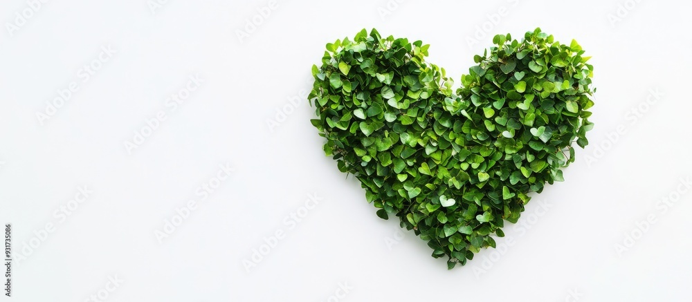 Heart shape formed by bird like green leaves on a white background creative minimalist spring idea featuring copy space concept art abstract form tidy setting ecological art selective focus Heart shape formed by bird like green leaves on a white background creative minimalist spring idea featuring copy space concept art abstract form tidy setting ecological art selective focus