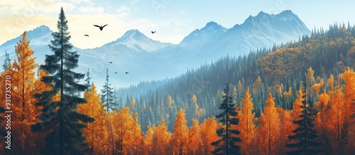 Autumn mountain landscape w...