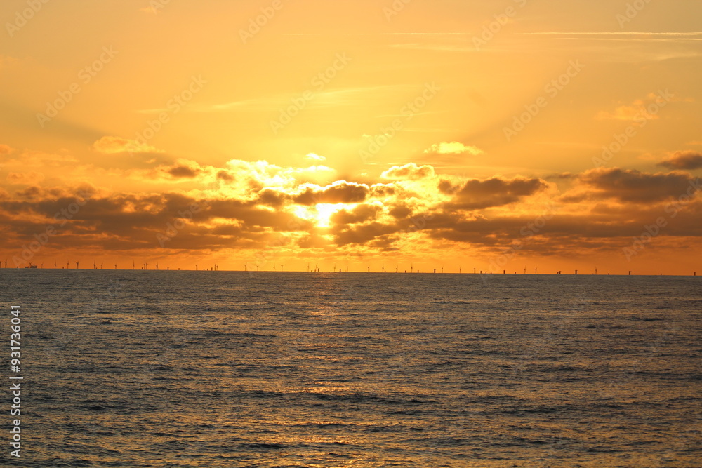 Sunset going over horizon in the North Sea Sunset going over horizon in the North Sea