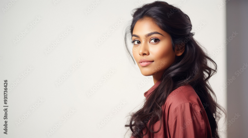 young indian woman standing on white background young indian woman standing on white background
