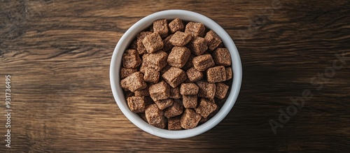 From above a bowl of puppy ...