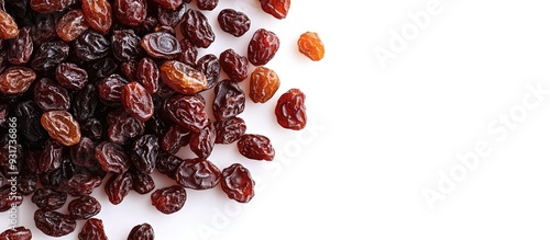Pile of raisins on a white ...