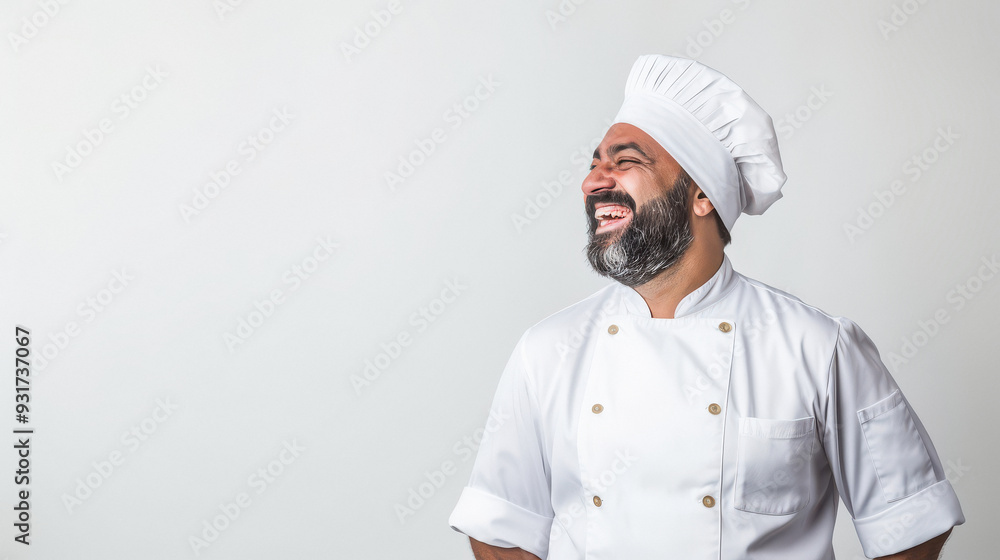 happy indian chef laughing on white background happy indian chef laughing on white background