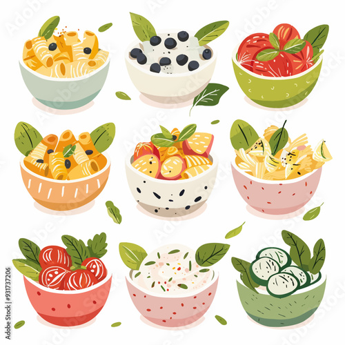 Vector Pasta Salad simple and mini