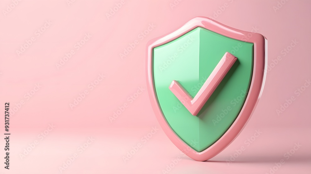 cartoon 3d Icon safety shield green check mark perspective . pink symbol security safety icon. Green Checkmark in minimalistic style. 3d vector illustration. white background
cartoon 3d Icon safety shield green check mark perspective . pink symbol security safety icon. Green Checkmark in minimalistic style. 3d vector illustration. white background