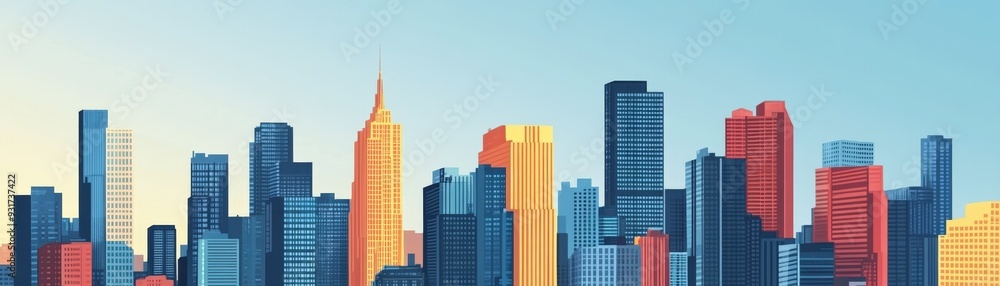 Obraz premium Empty skyscrapers, economic downturn, flat design illustration