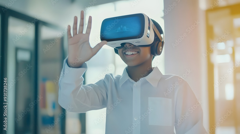 © Felippe Lopes - Young boy of African descent engaged with a VR headset, exploring virtual reality. © Felippe Lopes - Young boy of African descent engaged with a VR headset, exploring virtual reality.