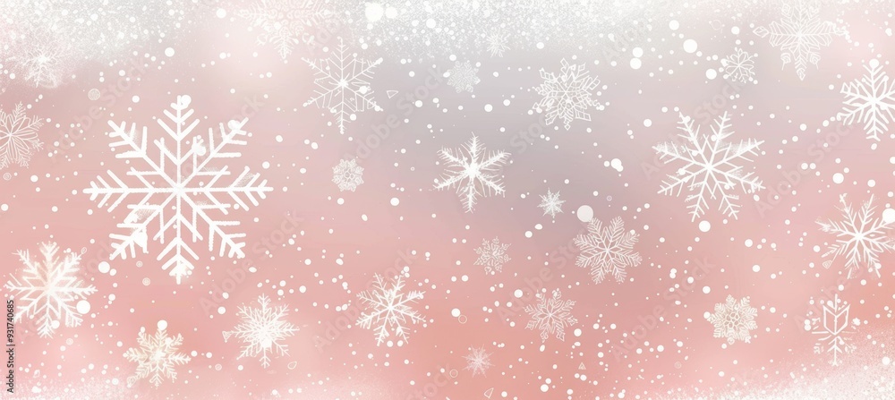 Pink and White Christmas Background with Snowflakes, Elegant Festive Design for Holiday Greetings Pink and White Christmas Background with Snowflakes, Elegant Festive Design for Holiday Greetings
