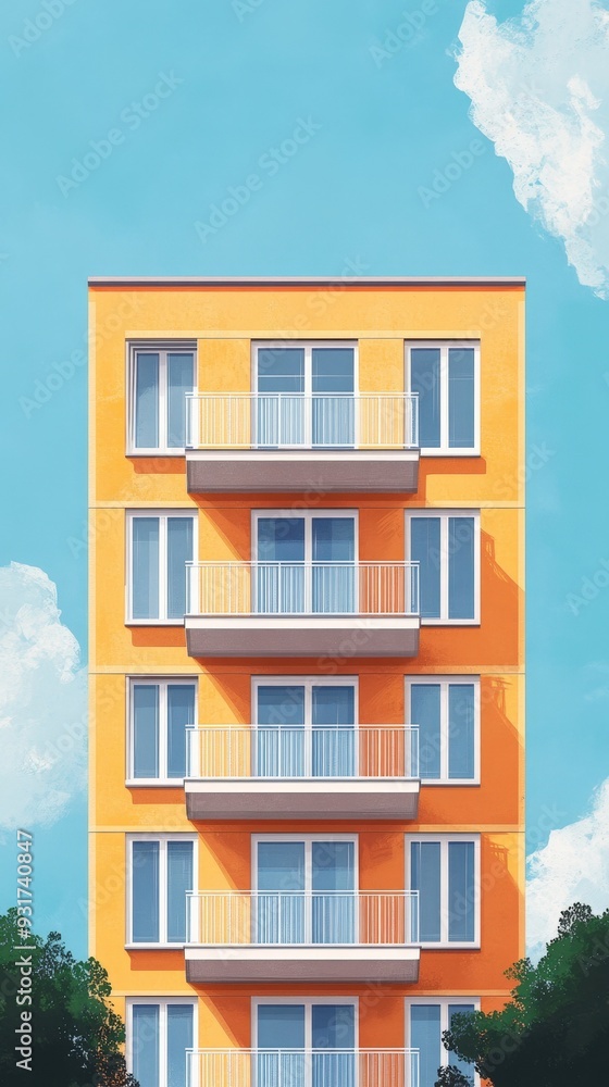 Foreclosed apartment building, empty units, flat design illustration Foreclosed apartment building, empty units, flat design illustration