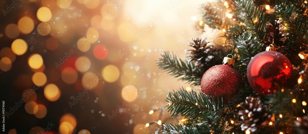 Christmas decorations backdrop. with copy space image. Place for adding text or design