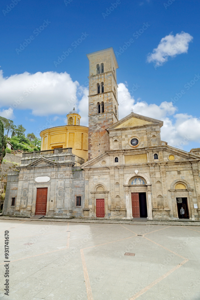 Bolsena, Italy. Facade of the Basilica of Santa Cristina. Vertical image. 2024-06-21. Bolsena, Italy. Facade of the Basilica of Santa Cristina. Vertical image. 2024-06-21.