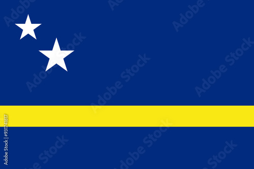 Curacao vector flag. Accurate dimensions and official colors. This file is suitable for digital editing and printing of any size.