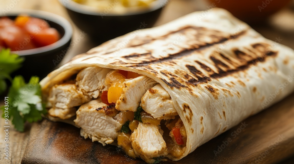 Grilled Chicken Burrito with Toppings