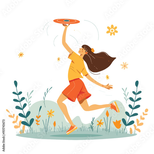 Vector Person is playing ultimate frisbee by Gr