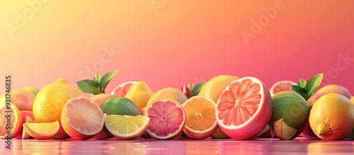 Various citrus fruits on a ...