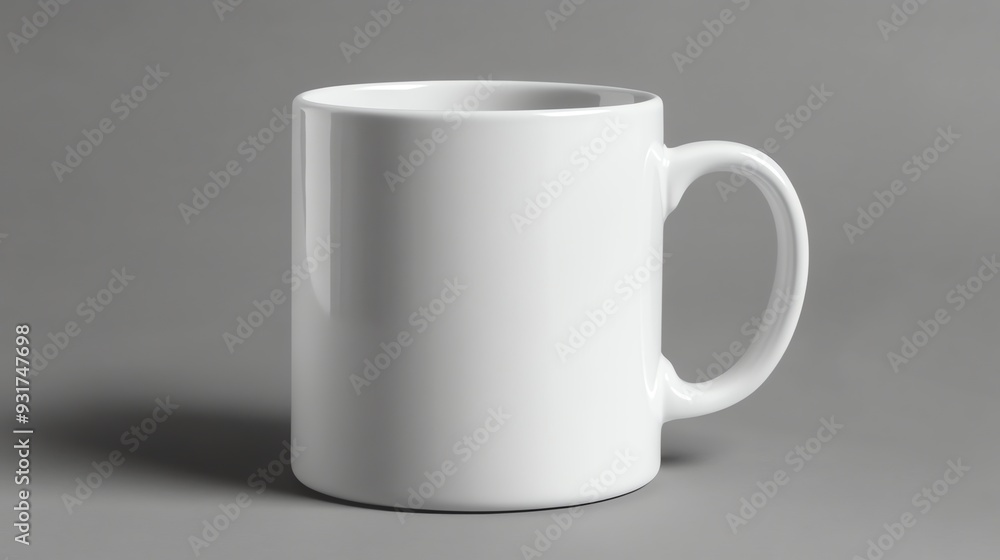 A plain white mug on a gray background. A plain white mug on a gray background.
