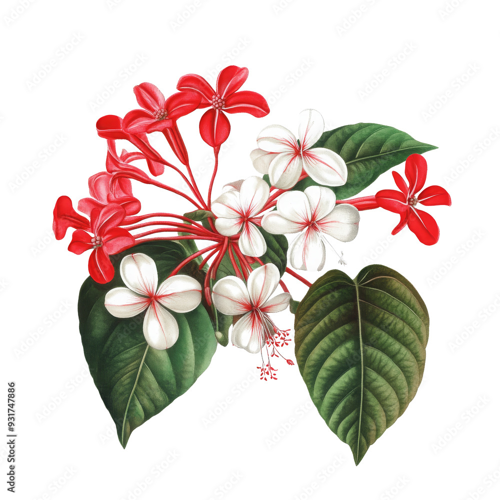 Red and White Tropical Flowers Red and White Tropical Flowers