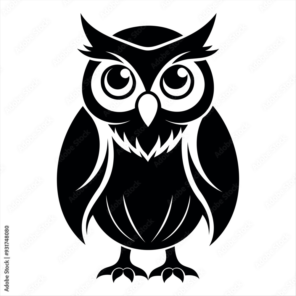 OWL bird black silhouette Isolated on a white background, owl bird set vector illustration OWL bird black silhouette Isolated on a white background, owl bird set vector illustration
