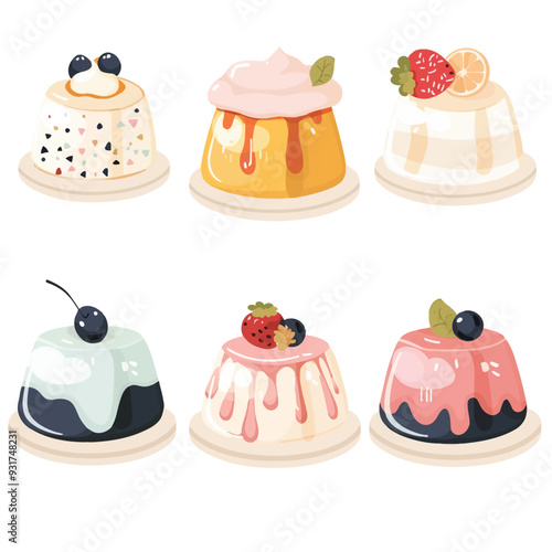 Vector Panna Cotta simple and mini
