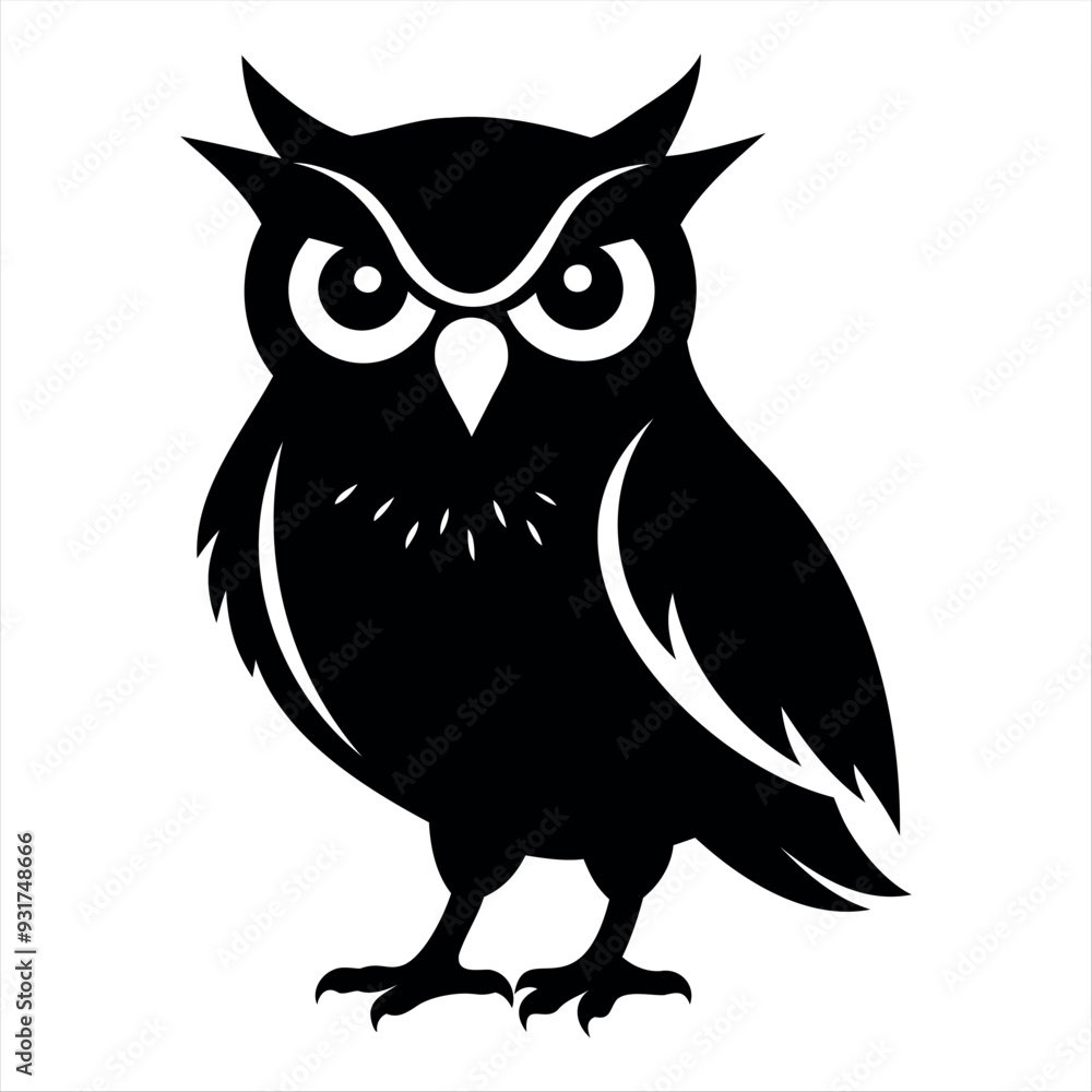 OWL bird black silhouette Isolated on a white background, owl bird set vector illustration OWL bird black silhouette Isolated on a white background, owl bird set vector illustration