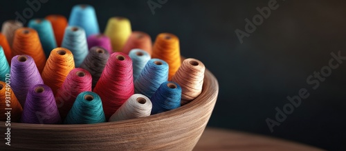 Thread Bobbins in a Wooden ...