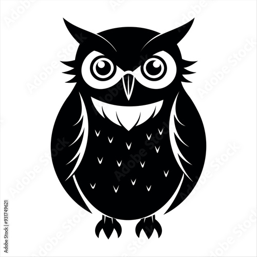 OWL bird black silhouette Isolated on a white background, owl bird set vector illustration photo