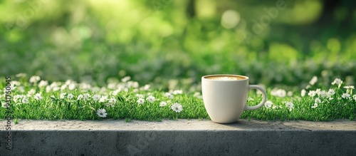 White coffee cup on a concr...