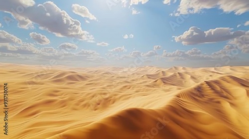 Desert Landscape with Cloudy Sky - 3D Illustration