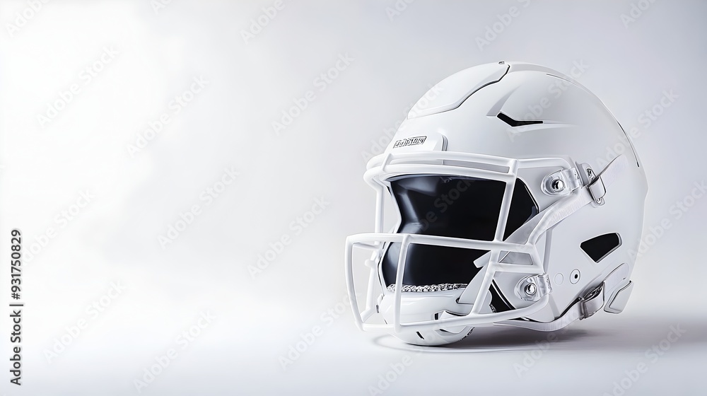 Fototapeta premium White Football Helmet on Minimalist Background with Copy Space