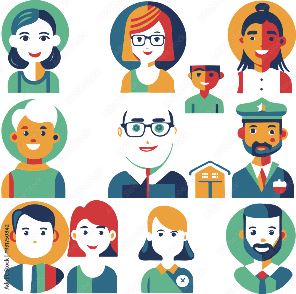 vector illustration man women face collection art work vector illustration man women face collection art work